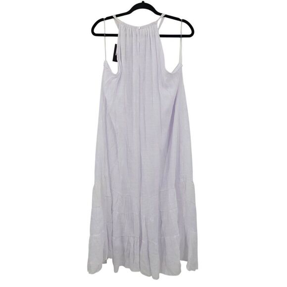 Womens White Gauze Halter Maxi Dress Plus Sz 2X Lightweight Ruffled Summer Boho - Picture 7 of 10